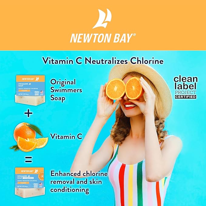 Swimmers Soap + Vitamin C | All Natural Body and Face Wash Soap Bar | Neutralizes and Washes Away Chlorine After Swimming | Revitalizes Sensitive Skin | Single 4 Ounce Soap Bar