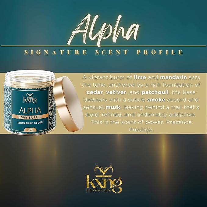 KXNG Cosmetics, Body Butter, Organic Skin Care for Men and Women, Body Moisturizer Lotions and Creams, Raw Shea Butter, Cocoa Butter, Mango, Coconut Oil, Hand, Foot, All Skin Types (Alpha)