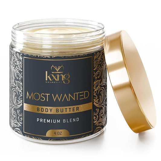 KXNG Cosmetics, Body Butter, Organic Skin Care for Men and Women, Body Moisturizer Lotions and Creams, Raw Shea Butter, Cocoa Butter, Mango, Coconut Oil, Hand, Foot, All Skin Types (Most Wanted)