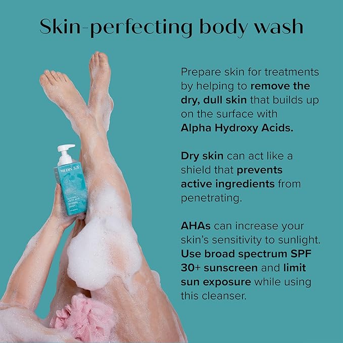 MEDIX Glycolic Acid + Lactic Acid Body Wash & Vitamin C Body Wash 2PC Skincare Bundle | Exfoliating Face Cleanser For Women, Keratosis Pilaris, & Acne + Radiant Glow Vitamin C Cleanser, 2PC Set