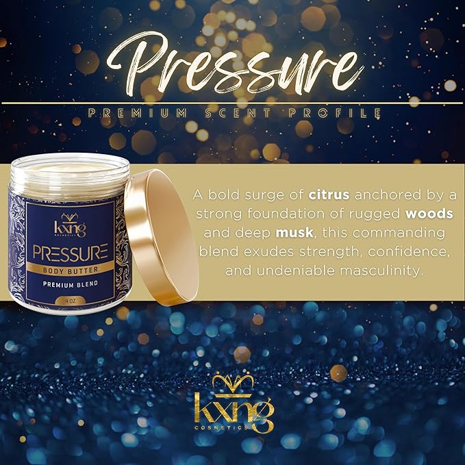 KXNG Cosmetics, Body Butter, Organic Skin Care for Men and Women, Body Moisturizer Lotions and Creams, Raw Shea Butter, Cocoa Butter, Mango, Coconut Oil, Hand, Foot, All Skin Types (Pressure)