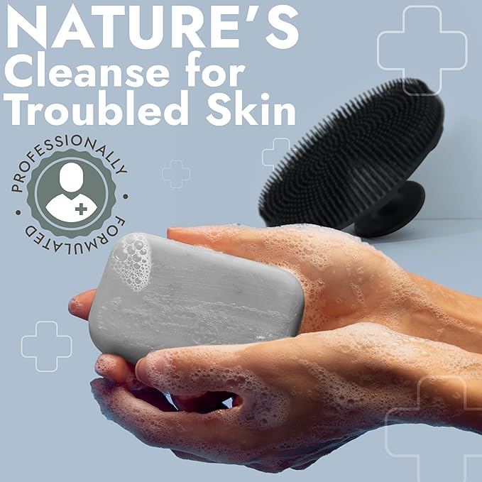 Antifungal Soap Pack of 2 | Medicated Jock Itch Treatment, Fights Ringworm & Athlete's Foot | Antibacterial Soap Includes Scrubber for Deeper Cleansing & Exfoliation | Tea Tree Oil 1% Tolnaftate