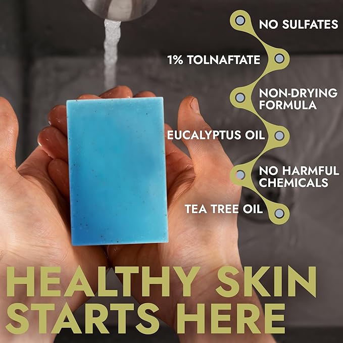 Antifungal Soap | Deep-Cleansing & Exfoliating Bar for Men & Women | Natural Ingredients with Tea Tree & Eucalyptus | Helps Soothe Jock Itch, Ringworm & Athlete’s Foot Pumice Bar Soap