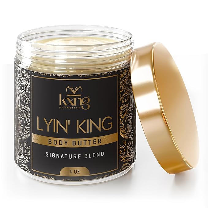 KXNG Cosmetics, Body Butter, Organic Skin Care for Men and Women, Body Moisturizer Lotions and Creams, Raw Shea Butter, Cocoa Butter, Mango, Coconut Oil, Hand, Foot, All Skin Types (Lyin’ King)