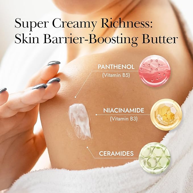 THERAPISPA Moisturizing Body Butter – Rich Body Cream with Shea Butter, Ceramides, Collagen & Vitamin B5 to Repair & Soften Dry, Cracked Skin (Gold, 7.0 fl oz)