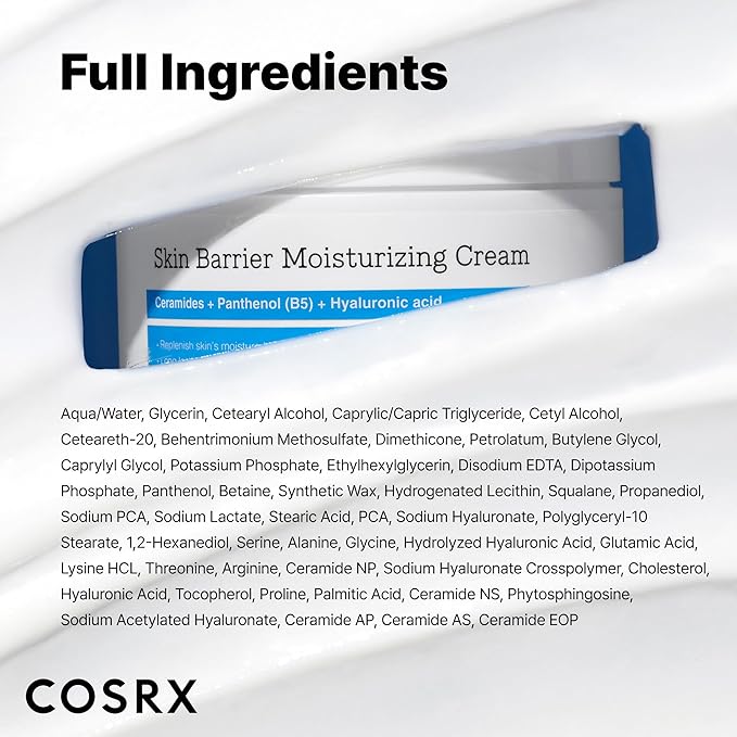 COSRX Barrier Moisturizing Cream - Body and Face Moisturizer for Dry Skin with Ceramide & Hyaluronic Acid, Unscented Hydrating Body Lotion, 15.2 fl.oz, Korean Skin Care