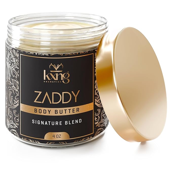 KXNG Cosmetics, Body Butter, Organic Skin Care for Men and Women, Body Moisturizer Lotions and Creams, Raw Shea Butter, Cocoa Butter, Mango, Coconut Oil, Hand, Foot, All Skin Types (Zaddy)