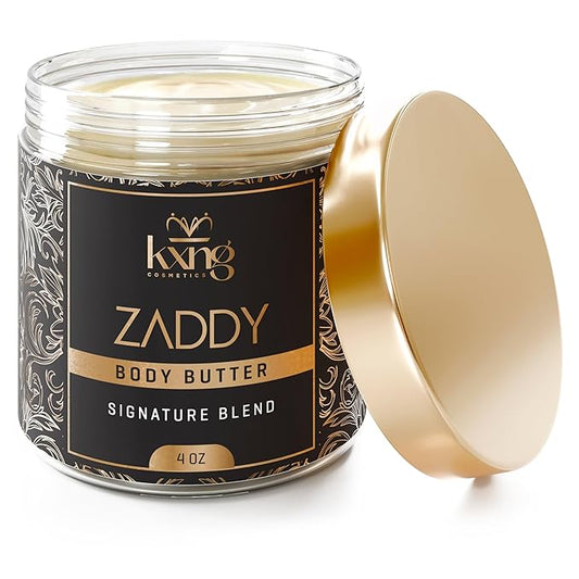 KXNG Cosmetics, Body Butter, Organic Skin Care for Men and Women, Body Moisturizer Lotions and Creams, Raw Shea Butter, Cocoa Butter, Mango, Coconut Oil, Hand, Foot, All Skin Types (Zaddy)