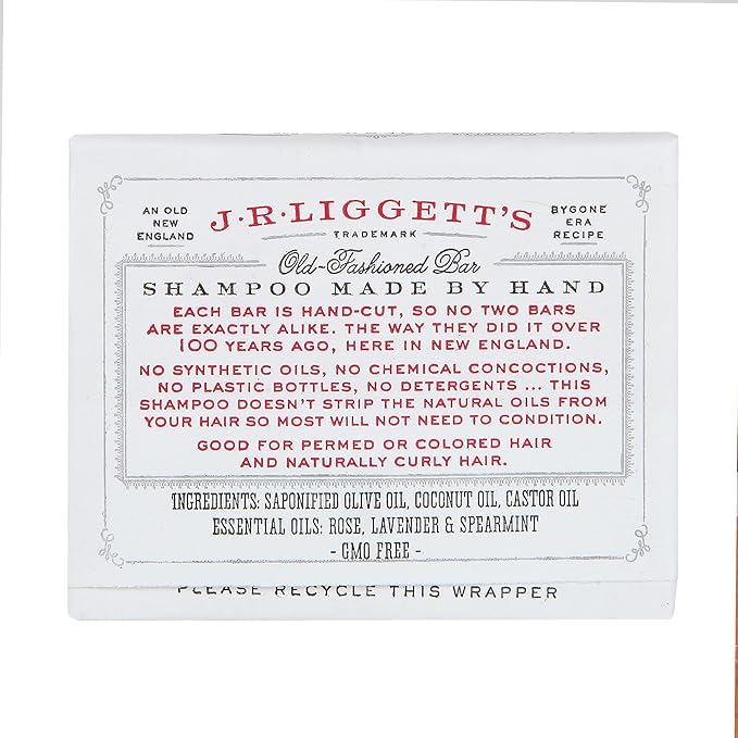 J·R·LIGGETT'S All-Natural Shampoo Bar for Hair, Original Formula, Supports Strong Healthy Hair, Nourish Follicles with Antioxidants and Vitamins, Detergent, Sulfate-Free - 2 Pack 3.5 oz Bars