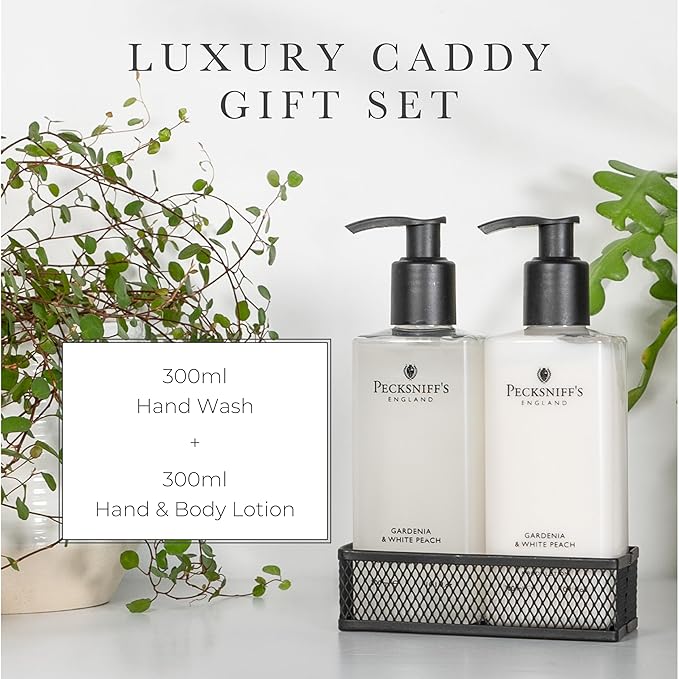 Pecksniff's Gardenia & White Peach Hand Wash and Body Lotion Set, 300ml 10.1 fl. oz. each