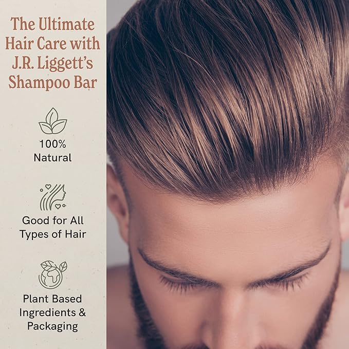 J·R·LIGGETT'S All-Natural Shampoo Bar for Hair, Herbal Formula, Supports Strong Healthy Hair, Nourish Follicles with Antioxidants and Vitamins, Detergent, Sulfate-Free - 2 Pack 3.5 oz Bars