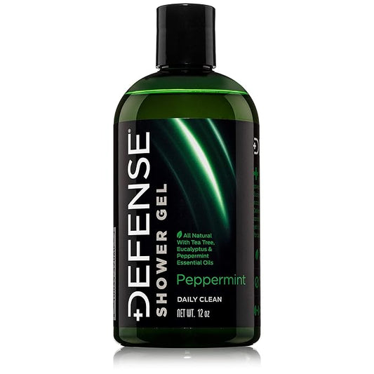 Defense Soap Organic Peppermint Body Wash | All Natural Mint Shower Gel with Tea Tree Oil, Eucalyptus Oil. Wrestling Inspired, For All Mens & Womens Skin Types. 12 oz