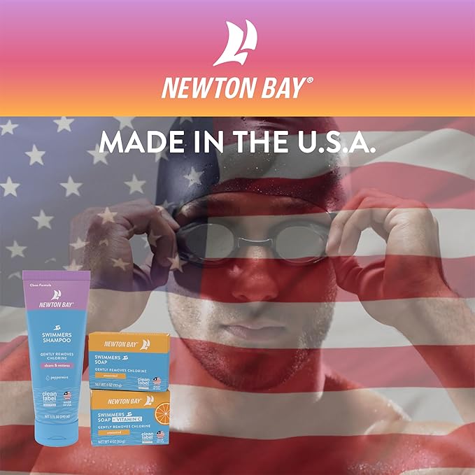 Swimmers Soap + Vitamin C | All Natural Body and Face Wash Soap Bar | Neutralizes and Washes Away Chlorine After Swimming | Revitalizes Sensitive Skin | 2-Pack of 4 Ounce Soap Bars