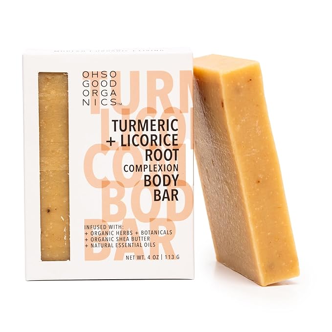 Natural Organic for Face and Body, Exfoliating & Moisturizing Soap Bar with Shea Butter, Coconut Oil and Essential Oils, 4oz Per Bar (Turmeric)
