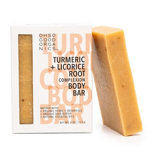 Natural Organic for Face and Body, Exfoliating & Moisturizing Soap Bar with Shea Butter, Coconut Oil and Essential Oils, 4oz Per Bar (Turmeric)