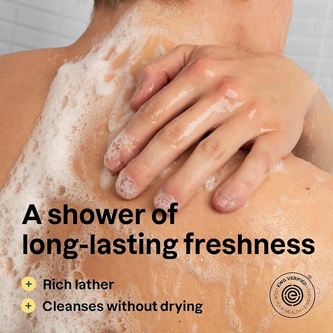 ATTITUDE Shower Gel Body Wash for Men, 98% Natural Origin Ingredients, Paraben & Phthalate Free, EWG Verified, Cleanses Without Drying, Amber & Citrus, 14 Fl Oz (Pack of 3)