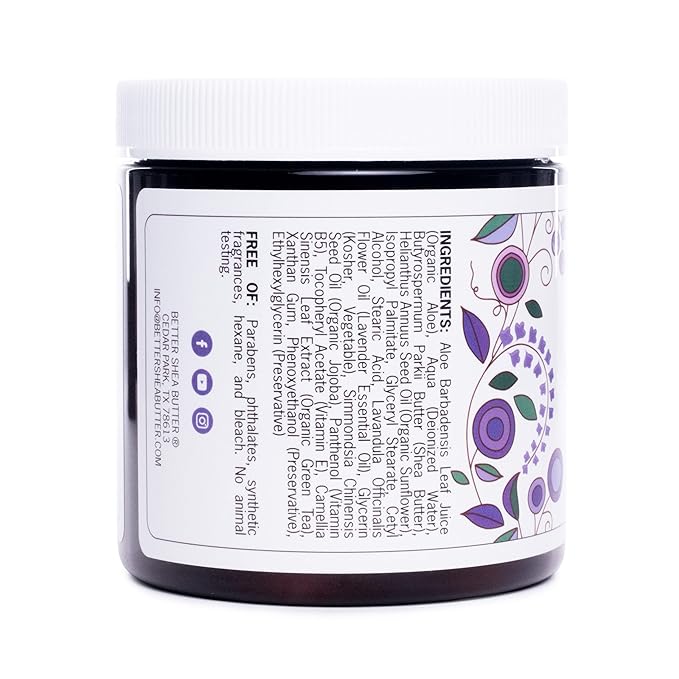 Lavender Body Butter with Shea Butter, Jojoba & Lavender Essential Oil - Natural Lotion for Women, Non-Greasy Moisturizer for Dry Skin, Whipped Body Cream