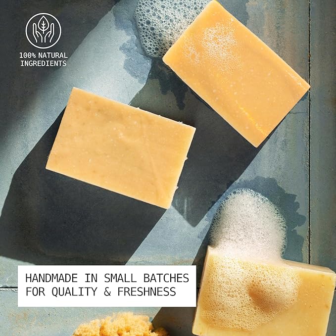 Natural Organic Soap Bar with Lemongrass for Face and Body, Organic Lemon Grass Shavings and Shea Butter, Coconut Oil and Essential Oils, Bar Soap for Women and Men, 4oz, 3 Pack Lemongrass Soap Bar