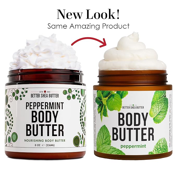 Peppermint Body Lotion | Moisturizer for Dry Skin | with Raw Shea Butter and Jojoba Oil | No Synthetic Fragrances, Non-Greasy Body Cream for Men and Women | 8 oz