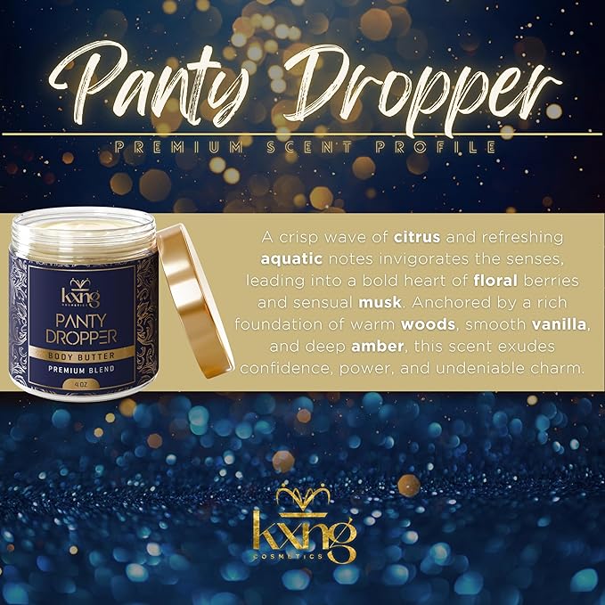 KXNG Cosmetics, Body Butter, Organic Skin Care for Men and Women, Body Moisturizer Lotions and Creams, Raw Shea Butter, Cocoa Butter, Mango, Coconut Oil, Hand, Foot, All Skin Types (Panty Dropper)