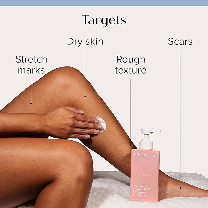 Medix 5.5 Exfoliating AHA Glycolic Acid Face & Body Wash Cleanser + Hyaluronic Acid Moisturizing Body Cream Lotion Skin Care 2PC Set | Alpha Hydroxy Acid & Lactic Acid Foaming Face Wash