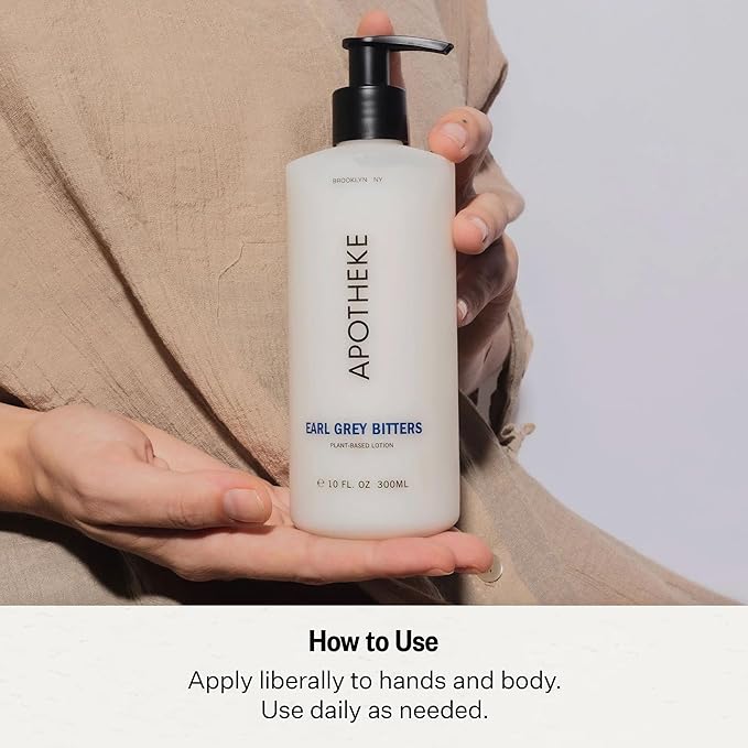 APOTHEKE Scented Hand & Body Lotion, Earl Grey Bitters - 10 Fl Oz Nourishing Body Moisturizer Cream for Dry Skin - Gentle Daily Skincare for Men & Women with Natural Ingredients, All Skin Types
