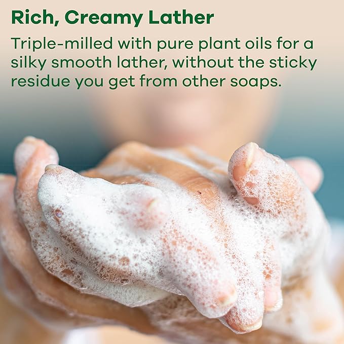 Australian Botanical Soap, 6.6 OZ, Sandalwood and Cocoa Butter, Triple Milled Bars made with a Natural Soap Base and Enriched with Organic Shea Butter, Pack of 8