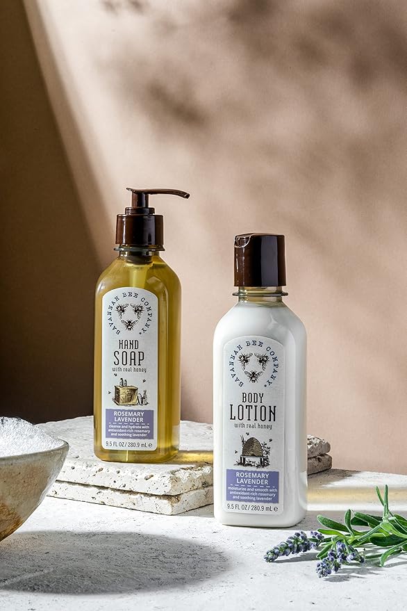 Savannah Bee Company Honey Body Lotion - All Natural Body Lotion for Women and Men - Rosemary Lavender - 9.5 Fl Oz