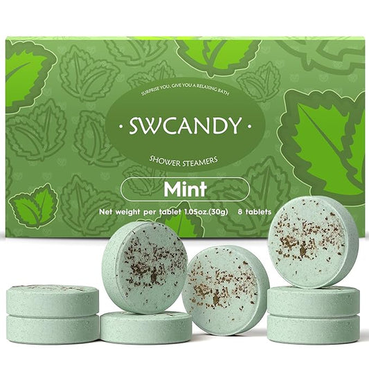 Aromatherapy Shower Steamers Birthday Day Gifts Mint - Swcandy 8 Pcs Bath Bombs Birthday Gifts for Women, Shower Bombs with Essential Oils, Relaxation Home SPA for Women Who Has Everything