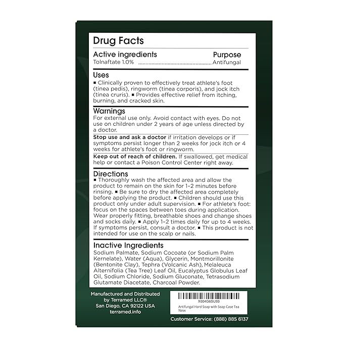 Antifungal Soap | Medicated Jock Itch Treatment, Fights Ringworm & Athlete's Foot | Soothing Tea Tree & Antibacterial | 1% Tolnaftate for Effective Relief | Travel-Friendly with Soap Case Pack of 2