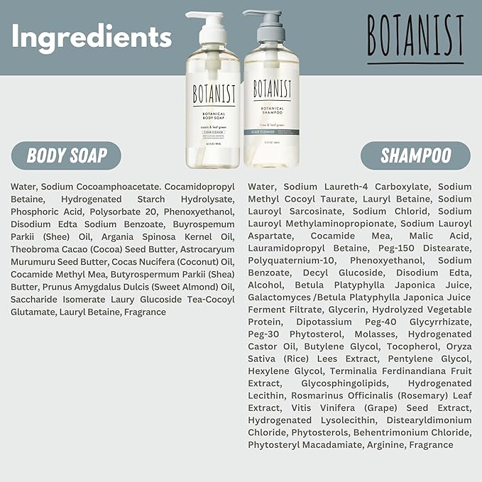 Botanist Organic Body Wash & Shampoo Set, Natural Shower Gel For Women Dry Skin, Sulfate Free Shampoo for Oily Hair with Natural Keratin & Honey from Japan, Silicone & Paraben Free 32.0 Fl Oz