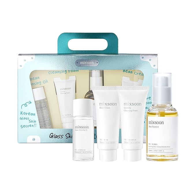 mixsoon Glass Skin Suit Case Set (4Items Includes) Skincare Kit Moisturizing For Glow Skin Care Routine Gifts Korean Glass Skin (0.67 Fl.Ozl+0.67 Fl.Oz+0.50 Fl.Oz+1.6 Fl.Oz)