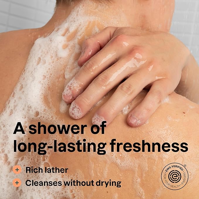 ATTITUDE Shower Gel Body Wash for Men, 98% Natural Origin Ingredients, Paraben & Phthalate Free, EWG Verified, Cleanses Without Drying, Patchouli & Bourbon, 14 Fl Oz