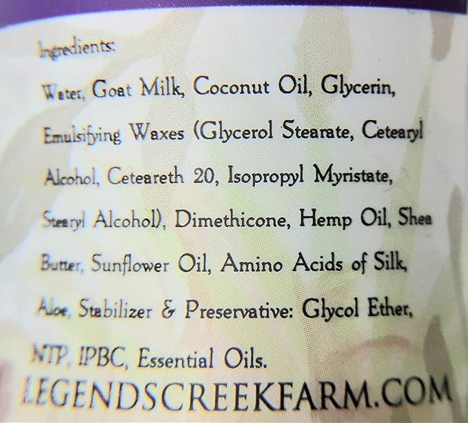 Legend's Creek Farm Goat Milk Lotion - Moisturizing Goat Milk Body Lotion for Body, Hand & Face - 9 oz Body Moisturizer with Shea Butter, Sunflower Oil, Aloe, Handmade in USA (Rosemary & Lavender L.)