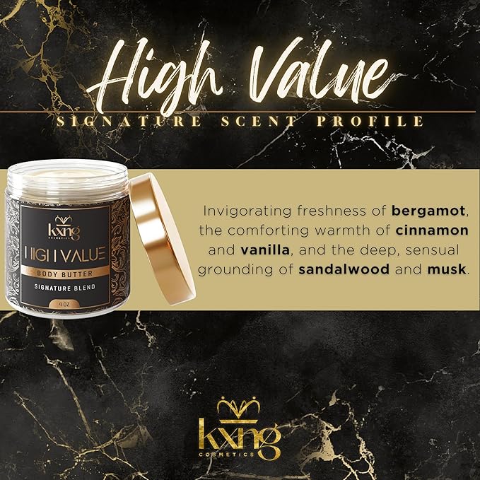 KXNG Cosmetics, Body Butter, Organic Skin Care for Men and Women, Body Moisturizer Lotions and Creams, Raw Shea Butter, Cocoa Butter, Mango, Coconut Oil, Hand, Foot, All Skin Types (High Value)