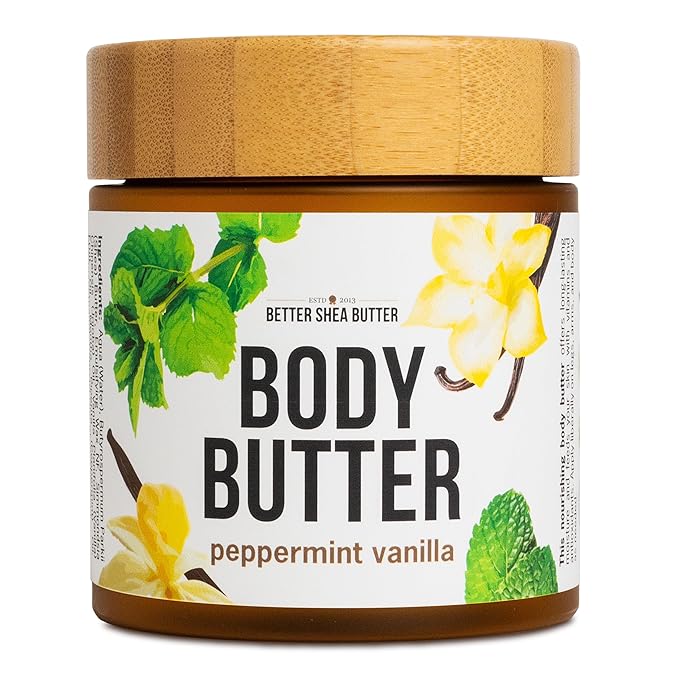 Peppermint Vanilla Body Butter - Natural Lotion for Women with Shea Butter & Jojoba Oil - Non-Greasy Whipped Body Lotion for Dry Skin - Vanilla Scented Peppermint Body Lotion