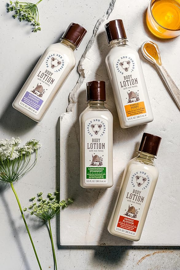 Savannah Bee Company Honey Body Lotion - All Natural Body Lotion for Women and Men - Rosemary Lavender - 9.5 Fl Oz