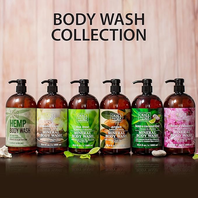 Dead Sea Collection Hemp Body Wash for Women and Men - with Pure Dead Sea Minerals and Hemp Seed Oil - Cleanses and Moisturizes Skin - Pack of 2 (67.6 fl. oz)